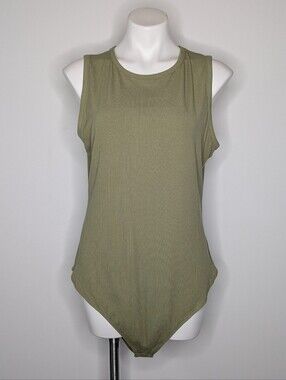NWT Heatherly Green Ribbed Sleeveless Crew Neck Bodysuit 1X